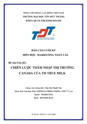 Môn học marketing toàn cầu đề tàichủ đề chiến lược thâm nhập thị trường canada của th true milk