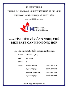 Đề tài tìm hiểu về công nghệ chế biến pate gan heo đón ghộp