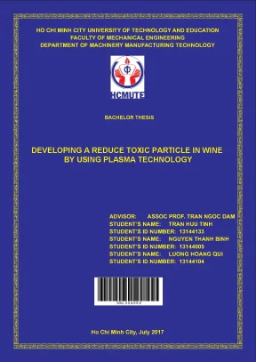 Đồ án hcmute developing a reduce toxic particle in wine by using plasma technology
