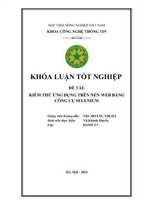 Đề tài kiểm thử ứng dụng trên nền kiểm thử ứng dụng trên nền web bằng web bằng công cụ selenium