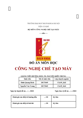 Đồ án môn học công nghệ chế tạo máy phân tích tính công nghệ trong kết cấu của chi tiết
