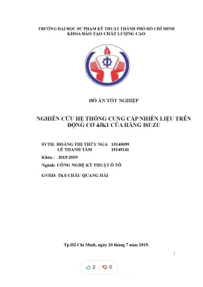 Tiểu luận đồ án tốt nghiệp nghiên cứu hệ thống cung cấp nhiên liệu trên động cơ 4jk1 của hãng isuzu