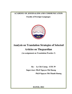 Analysis on translation strategies of selected articles on theguardian an assignment on translation practice 3