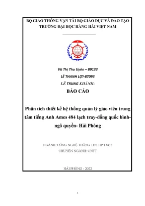 Phân tích thiết kế hệ thống quản lý giáo viên trung tâm tiếng anh ames 484 lạch tray đổng quốc bìnhngô quyền hải phòng