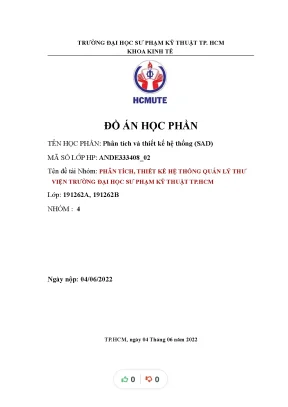 Phân tích thiết kế hệ thống quản lý thư viện trường đại học sư phạm kỹ thuật tp hcm