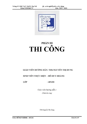 Tiểu luận phần iii thi công công trình trường trung học phổ thông phan chu chinh địa điểm xây dựng thành phố vinh nghệ an