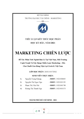 Tiểu luận xác định mô hình chiến l ng ược và xây dự chiế ượ n l c marketing mix