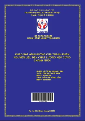 Đồ án hcmute khảo sát ảnh hưởng của thành phần nguyên liệu đến chất lượng kẹo cứng chanh muối