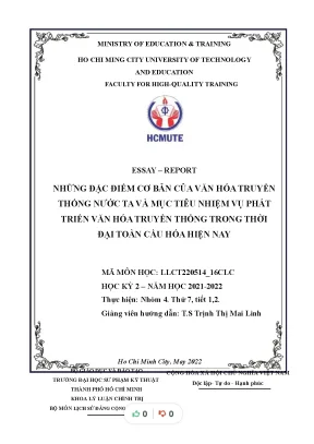 Những đặc điểm cơ bản của văn hóa truyền thống nước ta và mục tiêu nhiệm vụ phát triển văn hóa truyền thống trong thời đại toàn cầu hóa hiện nay