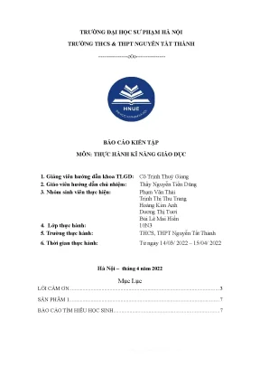 Tiểu luận báo cáo kiến tập môn thực hành kĩ năng giáo dục trường thcs thpt nguyễn tất thành