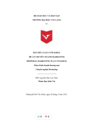 Tiểu luận tiểu luận đề án chuyên ngành marketing proposal marketing plan vinamilk
