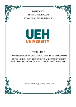 Tiểu luận đề tài nghiên cứu những yếu tố ảnh hưởng tới hiệu quả làm việc nhóm của sinh viên các trường đại học