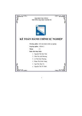 Tiểu luận kế toán hành chính sự nghiệp đại học đà nẵng trường đại học kinh tế tên học phần kế toán hành chính sự nghiệp