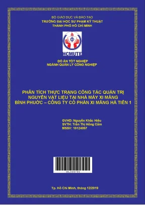 Đồ án hcmute phân tích thực trạng công tác quản trị nguyên vật liệu tại nhà máy xi măng bình phước công ty cổ phần xi mănng hà tiên 1