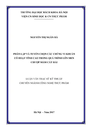 Phân lập và tuyển chọn các chủng vi khuẩn có hoạt tính cao trong quá trình lên men chƣợp mắm cát hải