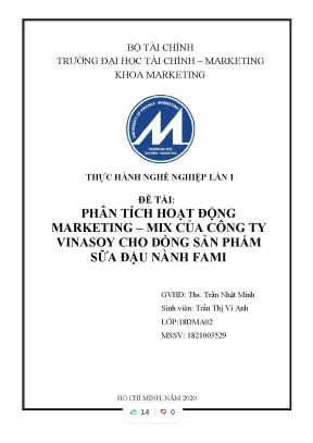 Tiểu luận phân tích hoạt động marketing mix c a công ty ủ vinasoy cho dòng s n ph m ả ẩ sữa u nành fami