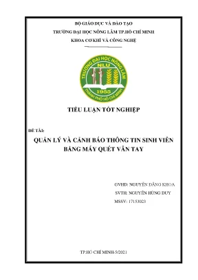Tiểu luận tốt nghiệp đề tài quản lý và cảnh báo thông tin sinh viên bằng máy quét vân tay