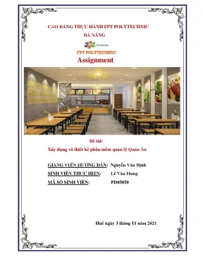 Tiểu luận tiểu luận xây dựng và thiết kế phần mềm quản lý quán ăn