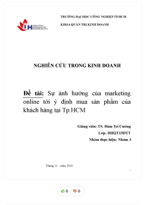 Tiểu luận đề tài sự ảnh hưởng của marketing online tới ý định mua sản phẩm của khách hàng tại tp hcm