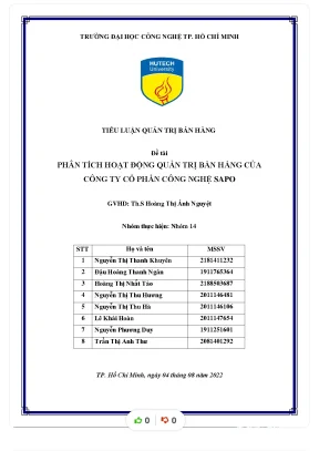 Tiểu luận quản trị bán hàng đề tài phân tích hoạt động quản trị bán hàng của công ty cổ phần công nghệ sapo