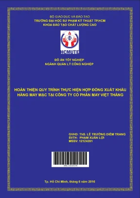 Đồ án hcmute hoàn thiện quy trình thực hiện hợp đồng xuất khẩu hàng may mặc tại công ty cổ phần may việt thắng
