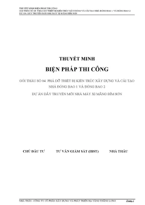Tiểu luận thuyết minh biện pháp thi công dự án dây truyền mới nhà máy xi măng bỉm sơn