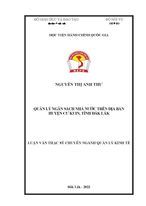 Luận văn thạc sĩ quản lý ngân sách nhà nước trên địa bàn huyện cư kuin tỉnh đắk lắk