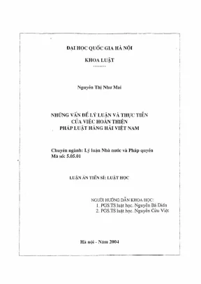 Luận án tiến sĩ luật học những vấn đề lý luận và thực tiễn của việc hoàn thiện pháp luật hàng hải việt nam