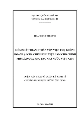 Luận văn thạc sĩ quản lý kinh tế kiểm soát thanh toán vốn viện trợ không hoàn lại của chính phủ việt nam cho chính phủ lào qua kho bạc nhà nước việt nam