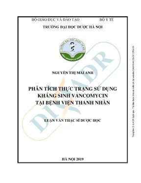 Luận văn thạc sĩ dược học phân tích thực trạng sử dụng kháng sinh vancomycin tại bệnh viện thanh nhàn