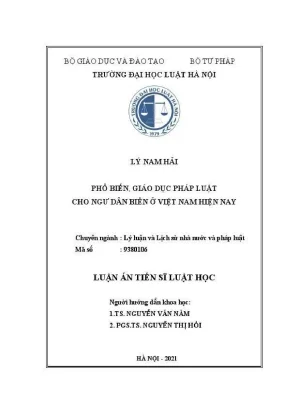 Luận án tiến sĩ luật học phổ biến giáo dục pháp luật cho ngư dân biển ở việt nam hiện nay