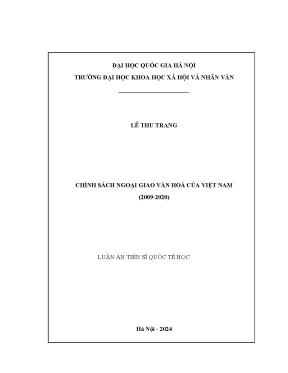 Luận án tiến sĩ chính sách ngoại giao văn hoá của việt nam 20092020