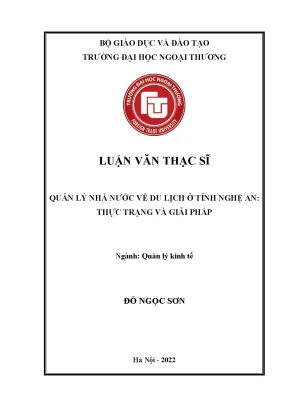Luận văn thạc sĩ quản lý kinh tế quản lý nhà nước về du lịch ở tỉnh nghệ an