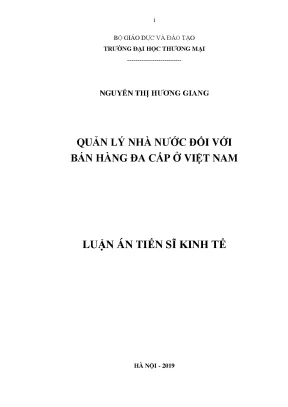 Luận án tiến sỹ kinh t quản lý nhà nước đối với bán hàng đa cấp ở việt nam