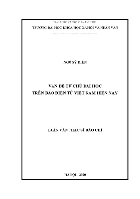 Luận văn thạc sĩ báo chí học vấn đề tự chủ đại học trên báo điện tử việt nam hiện nay