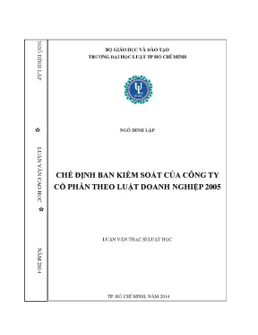 Luận văn thạc sĩ luật học chế định ban kiểm soát của công ty cổ phần theo luật doanh nghiệp 2005