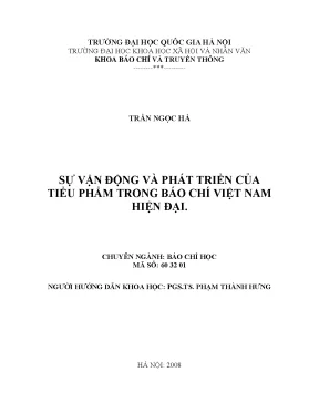 Luận văn thạc sĩ báo chí học sự vận động và phát triển của thể loại tiểu phẩm trong báo chí việt nam hiện đại
