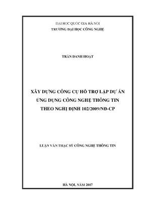 Luận văn thạc sĩ công nghệ thông tin xây dựng công cụ hỗ trợ lập dự án ứng dụng công nghệ thông tin theo nghị định 102 2009 nđ cp