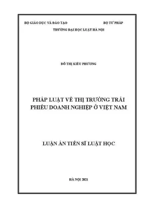 Luận án tiến sĩ luật học pháp luật về thị trường trái phiếu doanh nghiệp ở việt nam