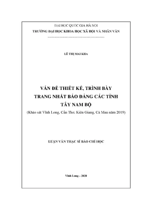 Luận văn thạc sĩ báo chí học vấn đề thiết kế trình bày trang nhất báo đảng các tỉnh tây nam bộ
