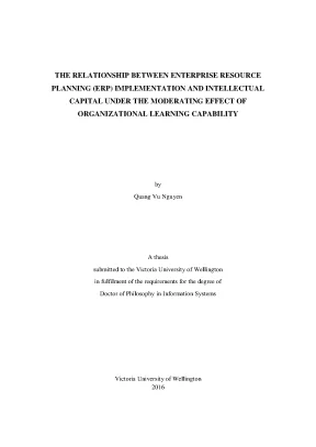 Luận án tiến sĩ the relationship between enterprise resource planning erp implementation and intellectual capital under the moderating effect of organizational learning capability