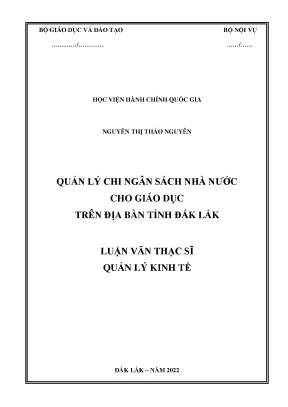 Luận văn thạc sĩ quản lý chi ngân sách nhà nước cho giáo dục trên địa bàn tỉnh đắk lắk
