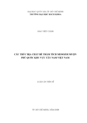 Luận án tiến sĩ kỹ thuật địa chất cấu trúc địa chất bể trầm tích mesozoi muộn phú quốc khu vực tây nam việt nam