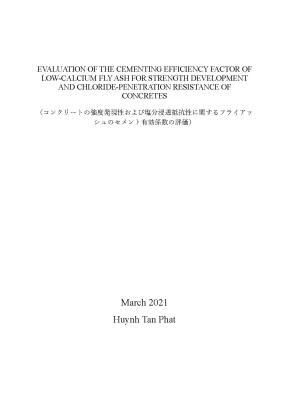 Luận án tiến sĩ evaluation of the cementing efficiency factor of lowcalcium fly ash for strength development and chloridepenetration resistance of concretes
