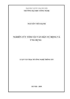 Luận văn thạc sĩ công nghệ thông tin nghiên cứu tóm tắt văn bản tự động và ứng dụng