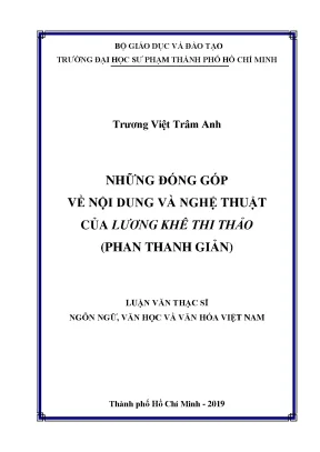 Luận văn thạc sĩ văn hóa và ngôn ngữ việt nam những đóng góp về nội dung và nghệ thuật của lương khê thi thảo phan thanh giản