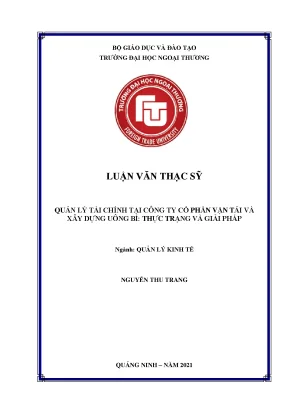 Luận văn thạc sĩ quản lý kinh tế quản lý tài chính tại công ty cổ phần vận tải và xây dựng uông bí thực trạng và giải pháp