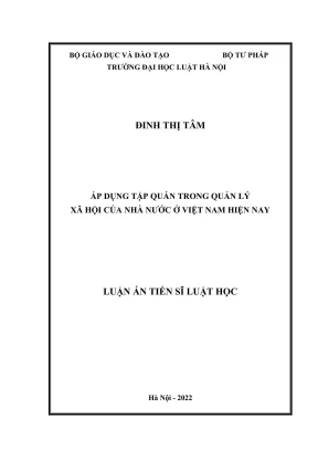Luận án tiến sĩ luật học áp dụng tập quán trong quản lý xã hội của nhà nước ở việt nam hiện nay