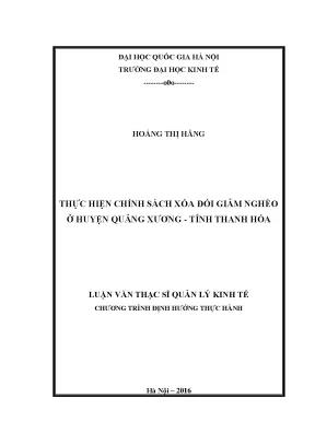 Luận văn thạc sĩ quản lý kinh tế thực hiện chính sách xoá đói giảm nghèo huyện quảng xương tỉnh thanh hoá từ 2010 2014