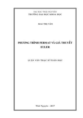 Luận văn thạc sĩ toán học phương trình fermat và giả thuyết euler